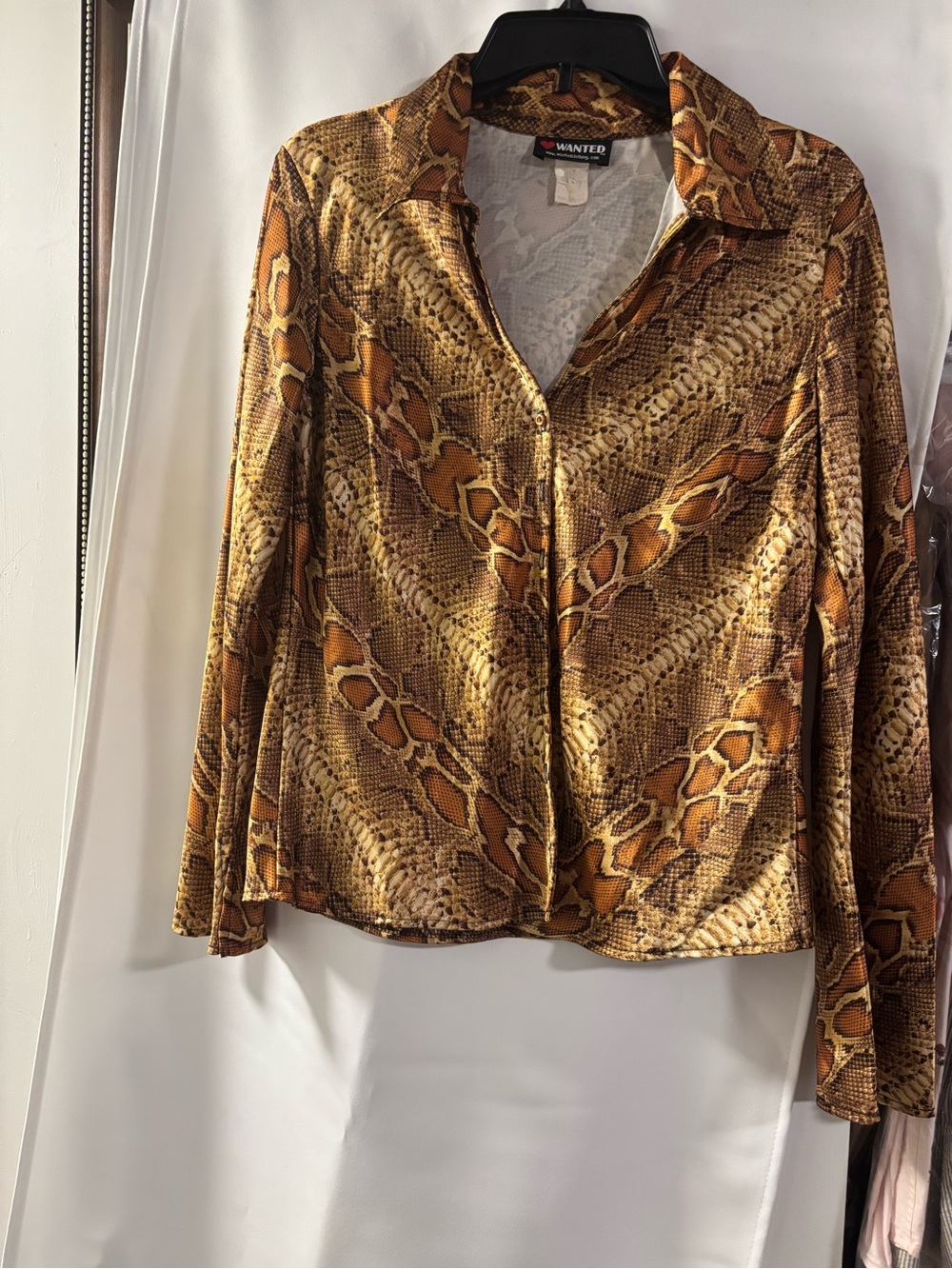 Wanted Snake Print Blouse in Brown and Gold